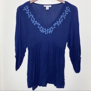 MOTHERHOOD maternity embroidered flowy peasant top